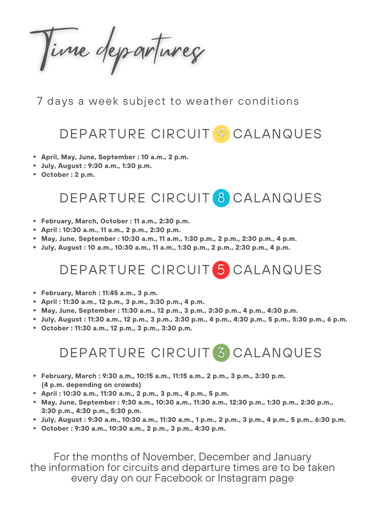 Time departures