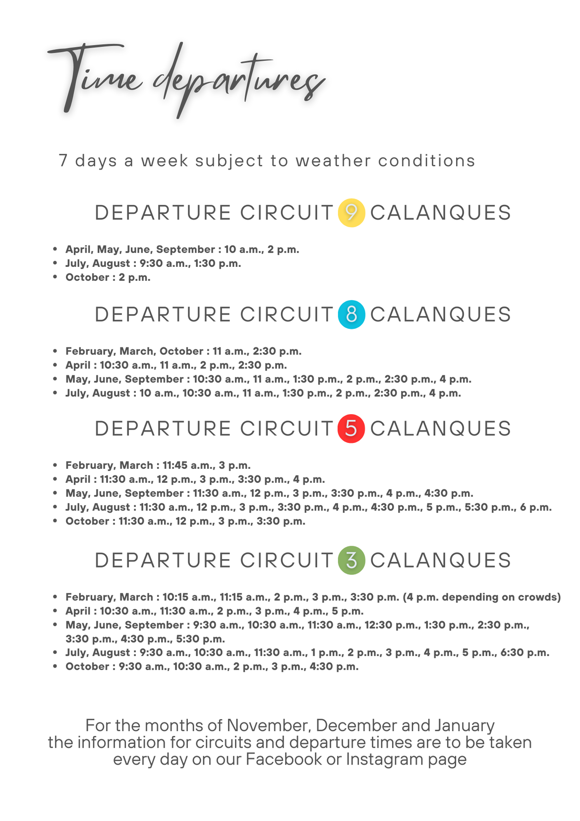 Time departures